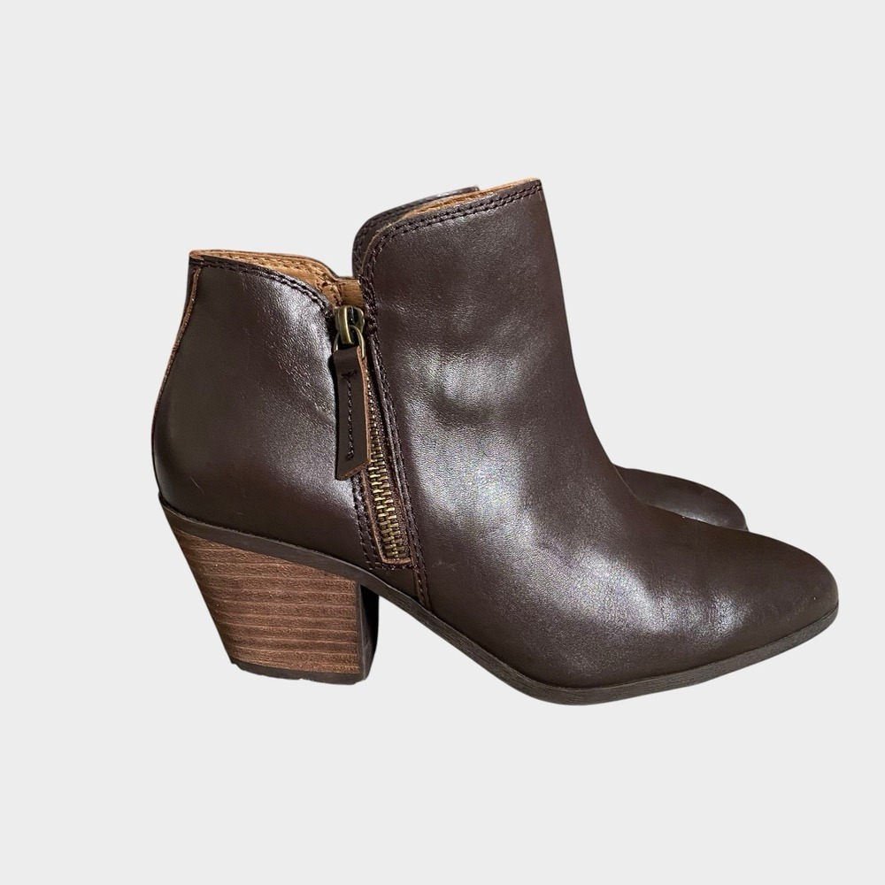 House of Harlow 1960 Ankle Booties Size 6.5 Chocolate Brown Leather Zip Western